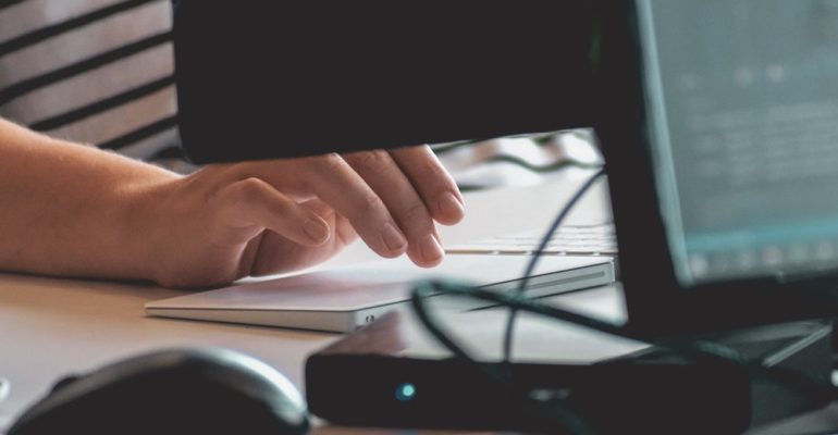 typing on a computer