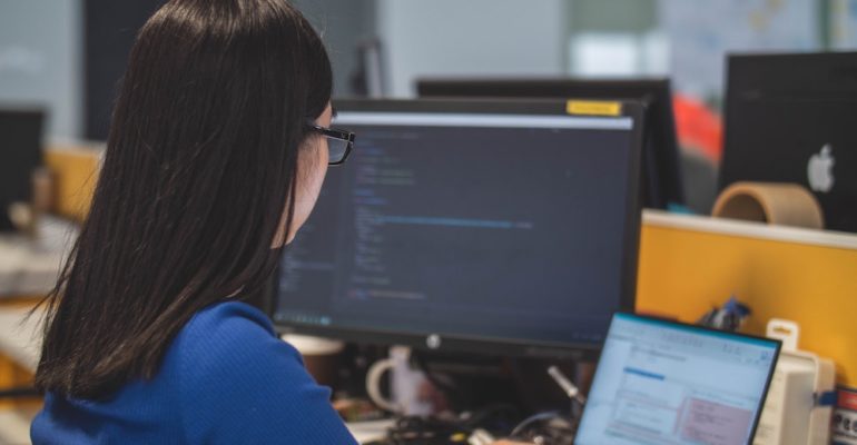 typing on computer